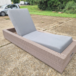 Manutti Aspen Outdoor Sun Lounger – Old Grey Wicker w/ Cushions Used Recliner