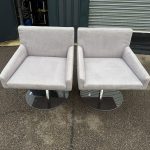 Domingo Salotti Swivel Armchairs Chrome Base - Set of 2 Grey Office Chairs