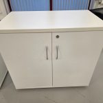 2 Door Storage Cupboard White Lockable Adjustable Shelf Office Cabinet