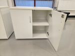 2 Door Storage Cupboard White Lockable Adjustable Shelf Office Cabinet - Image 2