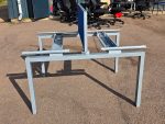 Double 2 Person White Bench Desk Back-to-Back Workstation with Cable Ports - Image 6
