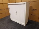 OHX Sliding Door Office Tambour - Lockable White Cabinet w/ Adjustable Shelves - Image 6