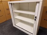 OHX Sliding Door Office Tambour - Lockable White Cabinet w/ Adjustable Shelves - Image 9
