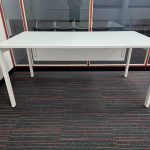 Modern White Office Desk Workstation with Cable Management and Modesty Panel