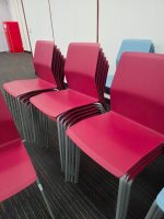 Kinnarps Stackable Visitor Chairs, Red Plastic Shell and Steel Frame - Set of 18 - Image 2