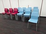 Kinnarps Stackable Visitor Chairs, Red Plastic Shell and Steel Frame - Set of 18 - Image 3