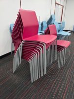 Kinnarps Stackable Visitor Chairs, Red Plastic Shell and Steel Frame - Set of 18 - Image 10