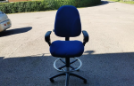 Used Draughtsman Blue Chair Height Adjustable Office High Stool with Foot Ring - Image 5