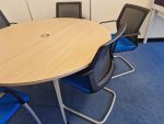 Orangebox Used Round Meeting Table Circular Office Desk + 6 Blue Chairs Set - Image 9