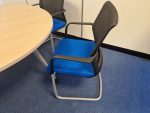 Orangebox Used Round Meeting Table Circular Office Desk + 6 Blue Chairs Set - Image 11