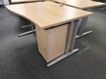 Office Wood Desk with Cable Management, Left Hand + Mobile Lockable Pedestal - Image 2