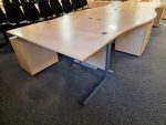 Office Wood Desk with Cable Management, Left Hand + Mobile Lockable Pedestal - Image 18