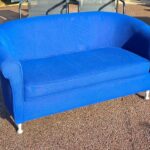 2 Seater Reception Sofa Visitor/Reception Room Upholstered Couch - Blue Fabric