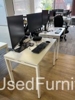 Haworth Used Office Ergonomic Desk Height Adjustable White Workstation - 100cm - Image 13