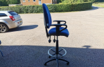 Used Draughtsman Blue Chair Height Adjustable Office High Stool with Foot Ring - Image 7