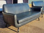 Black Leather Office Sofa Living Room / Reception Modern 3-Person Seat - Image 7