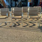 Beige Cantilever Meeting Chairs, Upholstered w/ Polished Metal Frame - Set of 6