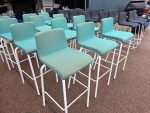 Steelcase High Stools Bar Chairs Teal Upholstery White Metal Frame - Set of 12 - Image 4