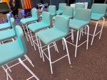 Steelcase High Stools Bar Chairs Teal Upholstery White Metal Frame - Set of 12 - Image 8