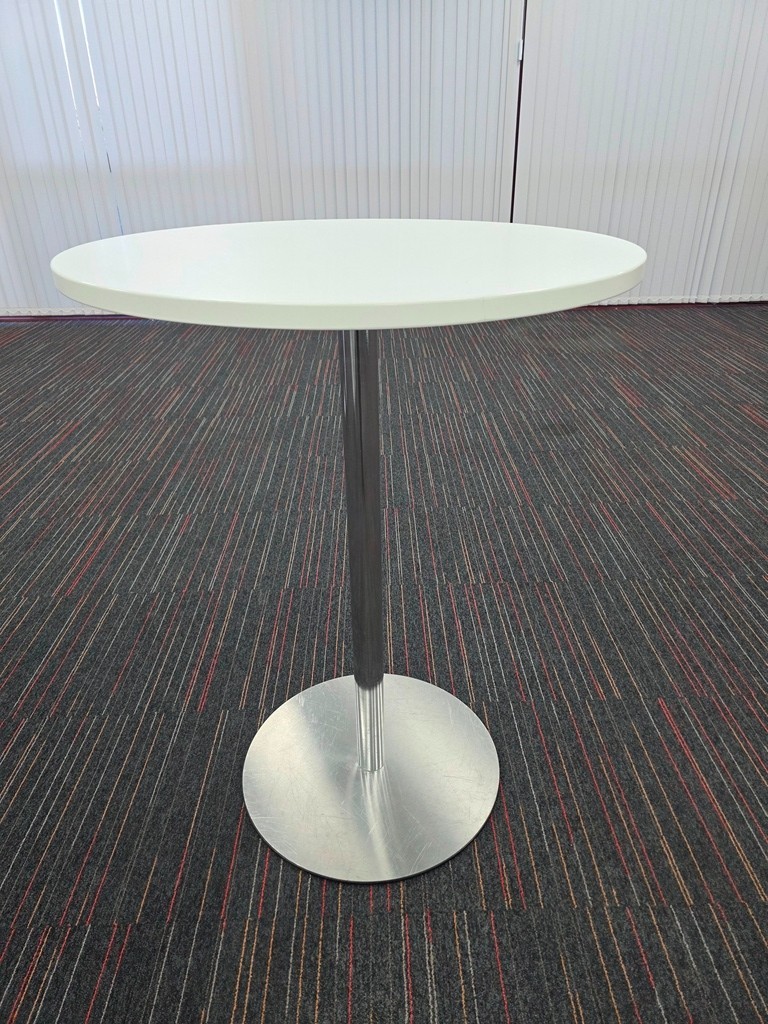 57-2778 Round Poseur Bar Table White Top High Pedestal Base Meeting / Dining - 80cm - Image 1