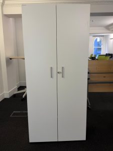 Narbutas Shelves Cabinet Cupboard White Free Standing Tall Lockable Storage Unit