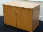 Storage Cupboard Lockable Office Modern Wooden Unit w/ Double Doors and Shelf