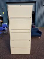 Office Tall Storage Cabinet Lockable Combi Cupboard - 3 Drawers, 2 Open Sections
