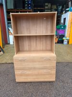 Lockable Office Combi Cupboard with 2 Drawers, A4 Filing Rail and Open Shelves - Image 2