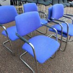 Narbutas Cantilever Meeting Chairs Blue Upholstered Visitor Chairs - Set of 5