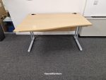 Used Beech Office Desk 140cm with Drawers Left-Hand Wave & Lockable Pedestal - Image 2