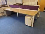 Office Bench Desk + Screens + Lockable Mobile Pedestal Cabinets 160cm per person - Image 6