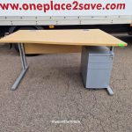 Right-Hand Office Wave Wooden Desk – 120cm with Mobile Lockable Pedestal Cabinet