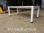 Senator White Coffee Table Wood Senator Oval Top and Heavy Steel Base - 120x60cm - Image 6