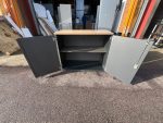 Office Storage Cupboard Cabinet, Double Doors - Grey with Beech-Effect Top - Image 14