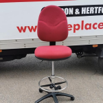 Draughtsman Office Red Chair Height Adjustable High Stool with Foot Ring