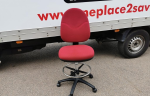 Draughtsman Office Red Chair Height Adjustable High Stool with Foot Ring - Image 2