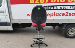 Draughtsman Office Red Chair Height Adjustable High Stool with Foot Ring - Image 7