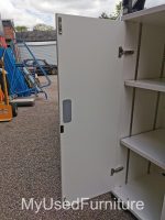 Used White Storage Cupboard Lockable Office Cupboard Adjustable Shelves - Image 16