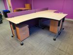 L Shape Office Desk Corner Wooden Workstation Height Adjustable - Set of 2