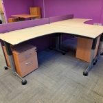 L Shape Office Desk Corner Wooden Workstation Height Adjustable - Set of 2