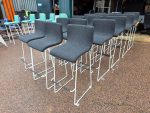 Bar Stools Grey Fabric White Metal Frame, High Seat with Footrest - Set of 17 - Image 5