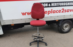 Draughtsman Office Red Chair Height Adjustable High Stool with Foot Ring - Image 17