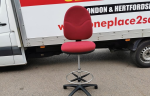 Draughtsman Office Red Chair Height Adjustable High Stool with Foot Ring - Image 18