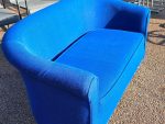 2 Seater Reception Sofa Visitor/Reception Room Upholstered Couch - Blue Fabric - Image 2