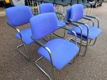 Narbutas Cantilever Meeting Chairs Blue Upholstered Visitor Chairs - Set of 5