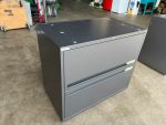 Maine Lockable Filing Cabinet 2 Drawer Office Files Metal Storage - Grey - Image 2