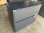 Maine Lockable Filing Cabinet 2 Drawer Office Files Metal Storage - Grey - Image 3