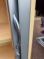 Tambour Office Grey Cupboard with 3 Adjustable Shelves, Lockable - Beech - Image 7