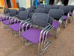 Cantilever Meeting Chairs – Purple Seats, Mesh Backs, Chrome Base - Set of 33 - Image 2