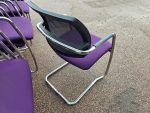 Cantilever Meeting Chairs – Purple Seats, Mesh Backs, Chrome Base - Set of 33 - Image 4